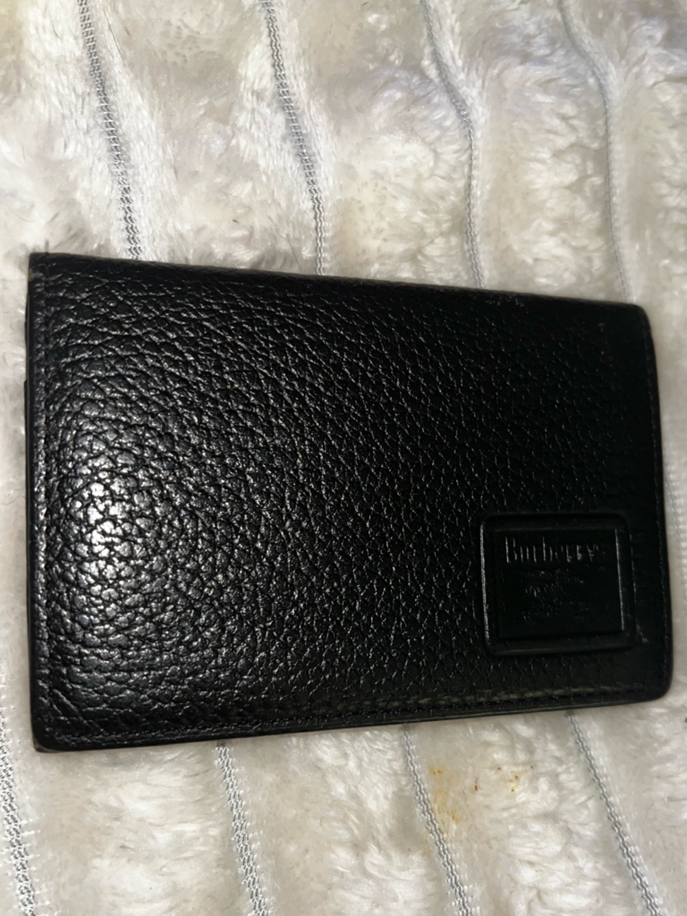 Burberry Black Textured Leather & Nova Check Vintage new unisex wallet